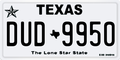 TX license plate DUD9950
