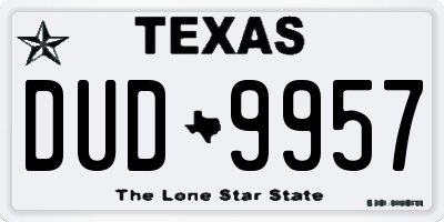 TX license plate DUD9957