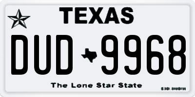 TX license plate DUD9968