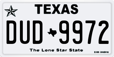 TX license plate DUD9972