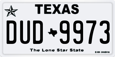 TX license plate DUD9973