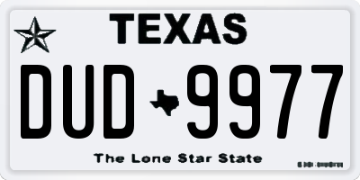 TX license plate DUD9977