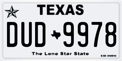 TX license plate DUD9978