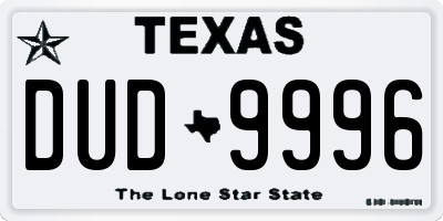 TX license plate DUD9996