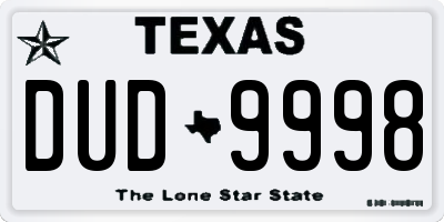 TX license plate DUD9998