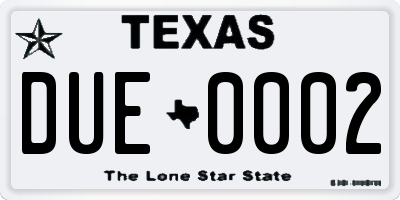 TX license plate DUE0002