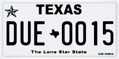 TX license plate DUE0015