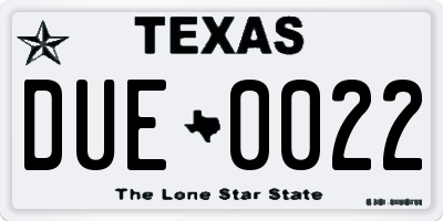 TX license plate DUE0022