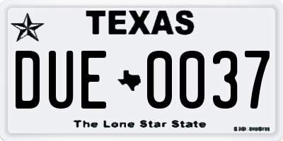 TX license plate DUE0037