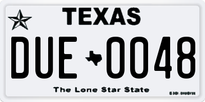 TX license plate DUE0048