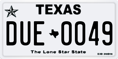 TX license plate DUE0049