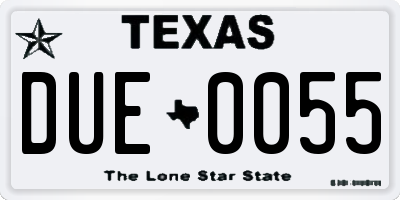TX license plate DUE0055
