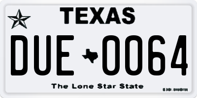 TX license plate DUE0064