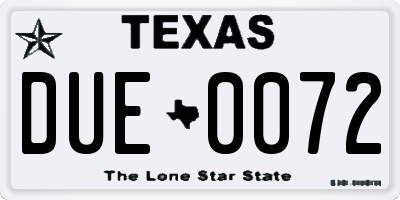 TX license plate DUE0072