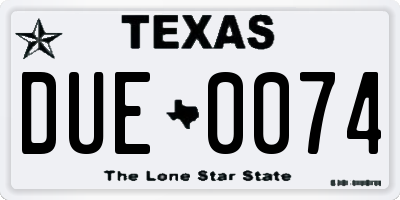 TX license plate DUE0074