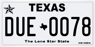 TX license plate DUE0078
