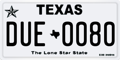 TX license plate DUE0080