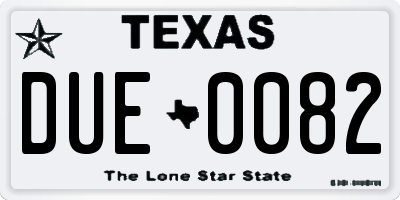 TX license plate DUE0082