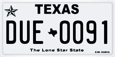 TX license plate DUE0091