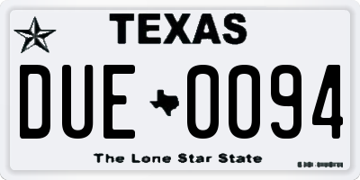 TX license plate DUE0094