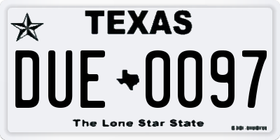 TX license plate DUE0097