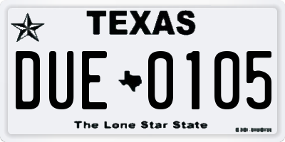 TX license plate DUE0105