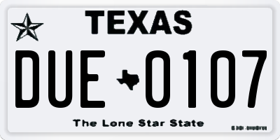 TX license plate DUE0107
