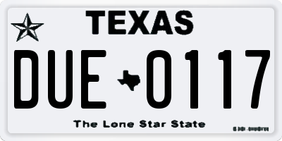 TX license plate DUE0117