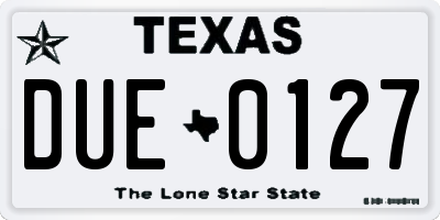 TX license plate DUE0127