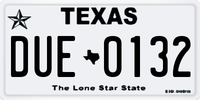 TX license plate DUE0132