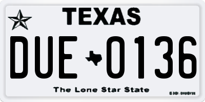 TX license plate DUE0136