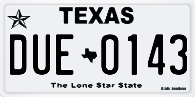TX license plate DUE0143