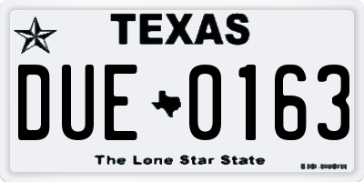 TX license plate DUE0163