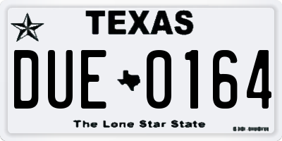 TX license plate DUE0164