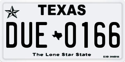 TX license plate DUE0166