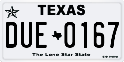 TX license plate DUE0167