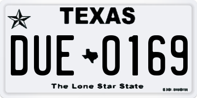 TX license plate DUE0169