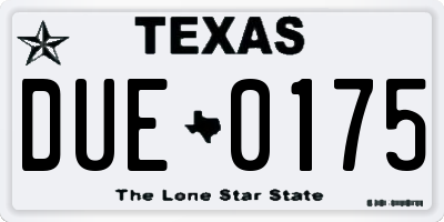 TX license plate DUE0175