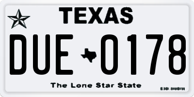 TX license plate DUE0178