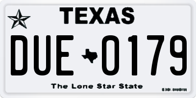 TX license plate DUE0179