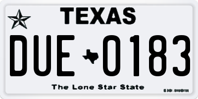 TX license plate DUE0183