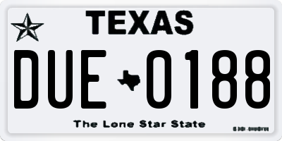 TX license plate DUE0188