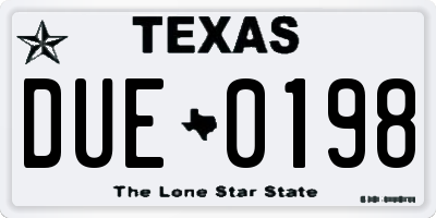 TX license plate DUE0198