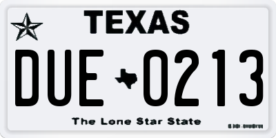 TX license plate DUE0213