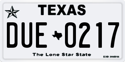 TX license plate DUE0217