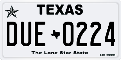 TX license plate DUE0224