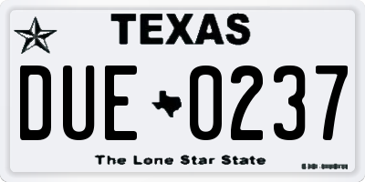 TX license plate DUE0237