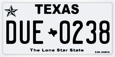 TX license plate DUE0238