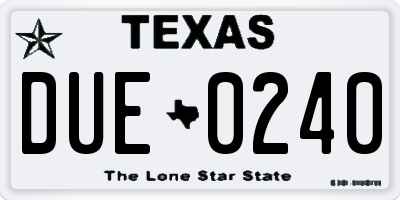 TX license plate DUE0240