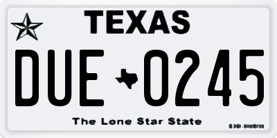 TX license plate DUE0245